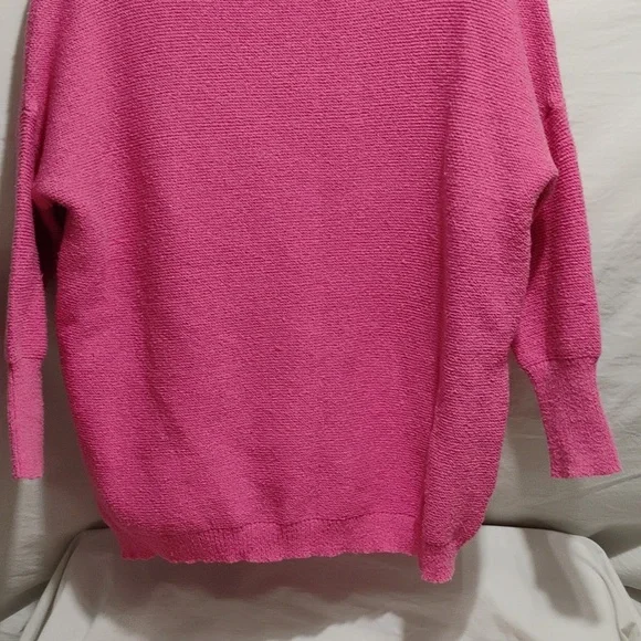 Glam Pink Fold Over Cowl Neck Sweater Sz.M Oversized Gently Worn (A-70) - Picture 3 of 9